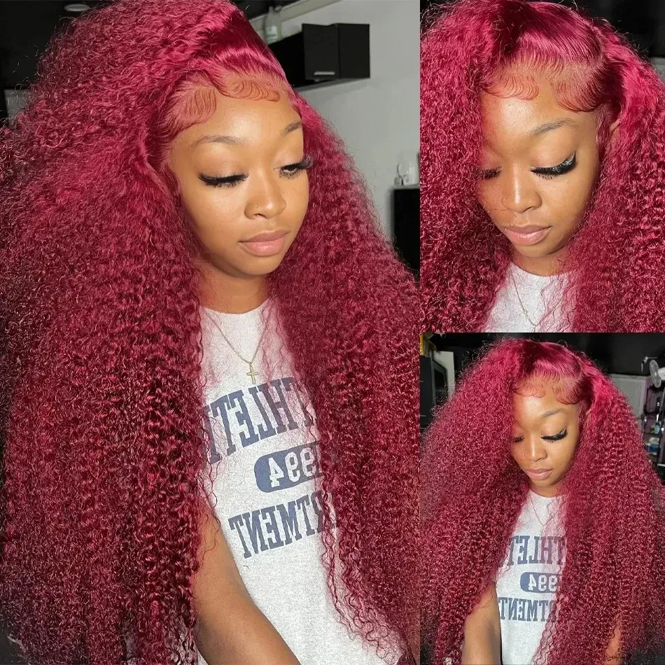 Color: T1B/613, Ships From: CHINA, Stretched Length: 36inches, Density: 210% - Red Curly Wigs 99J Burgundy 13X6 Hd Lace Frontal Human Hair Wig Colored Deep Wave Frontal Wig 13X4 Red Lace Front Human Hair Wig