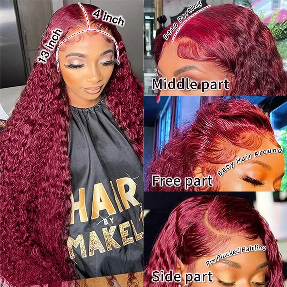 Color: T1B/613, Ships From: CHINA, Stretched Length: 36inches, Density: 210% - Red Curly Wigs 99J Burgundy 13X6 Hd Lace Frontal Human Hair Wig Colored Deep Wave Frontal Wig 13X4 Red Lace Front Human Hair Wig