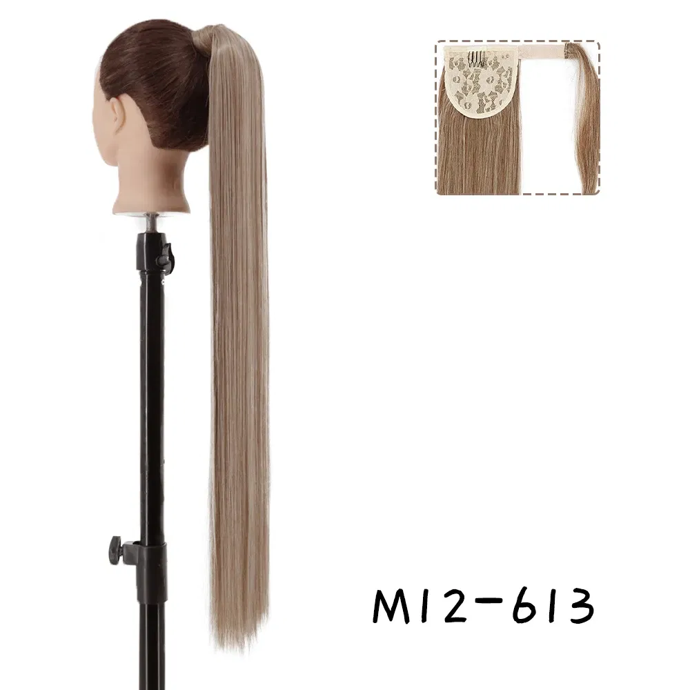 Color: T27/30/4, Stretched Length: 22inches - AZQUEEN Straight Synthetic Hairpiece With Ponytail 85cm Super Long Wrap Around Clip In Hair Extensions Pony Tail For Daily Wear