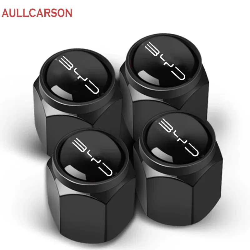 Color: Black, Ships From: CHINA - Car Wheel Tire Air Valve Caps Stem Cover With Brand For BYD ATTO 3 Song Plus Tang Han TAN Seal Dolphin Mini Seagull Shark King
