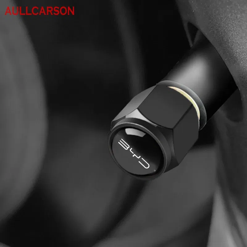 Color: Black, Ships From: CHINA - Car Wheel Tire Air Valve Caps Stem Cover With Brand For BYD ATTO 3 Song Plus Tang Han TAN Seal Dolphin Mini Seagull Shark King
