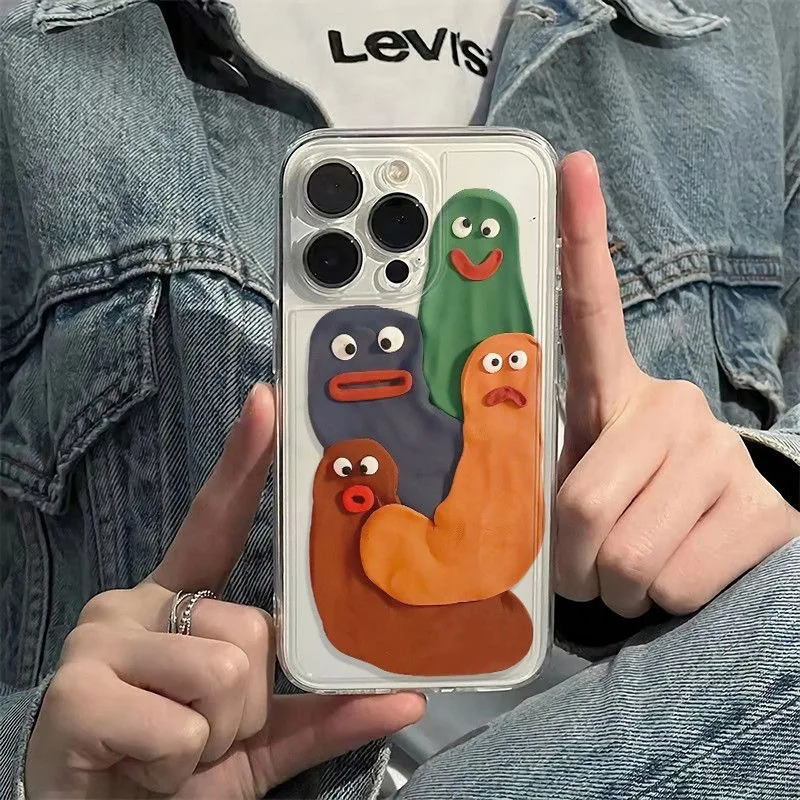 Color: Beige, Material: Other - Funny Silly Putty Phone Case For iPhone 11 12 13 14 15 16 Pro Max XR X XS Mini 8 7 Plus SE 2020 Fashion Clear Case