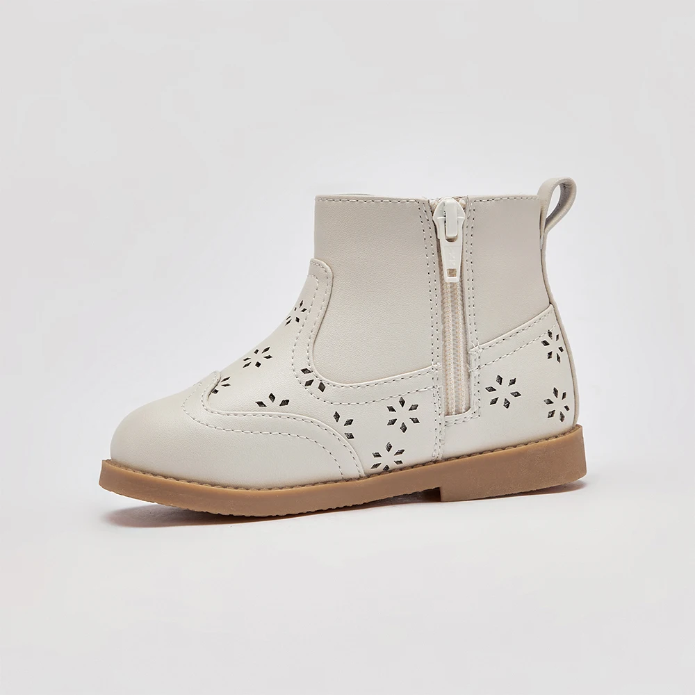 Dave Bella Children's Short Leather Boots Winter Girls Anti Slip Plush Shoes Fashion Casual Outerwear Kids Ankle Boots DB4253578