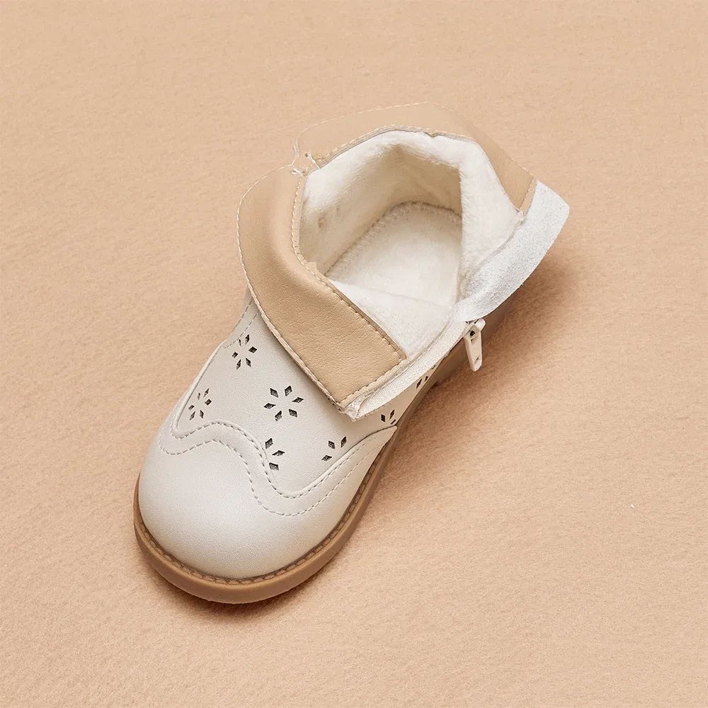 Dave Bella Children's Short Leather Boots Winter Girls Anti Slip Plush Shoes Fashion Casual Outerwear Kids Ankle Boots DB4253578