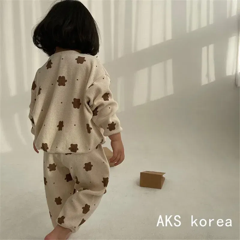 Color: Khaki, Kid Size: 3T, Ships From: CHINA - Baby Fall Clothes Girl Boy Cotton Long Sleeve Sweater and Pant Set Toddler Casual Cartoon Bear Pullover Top SweatPant Tracksuit