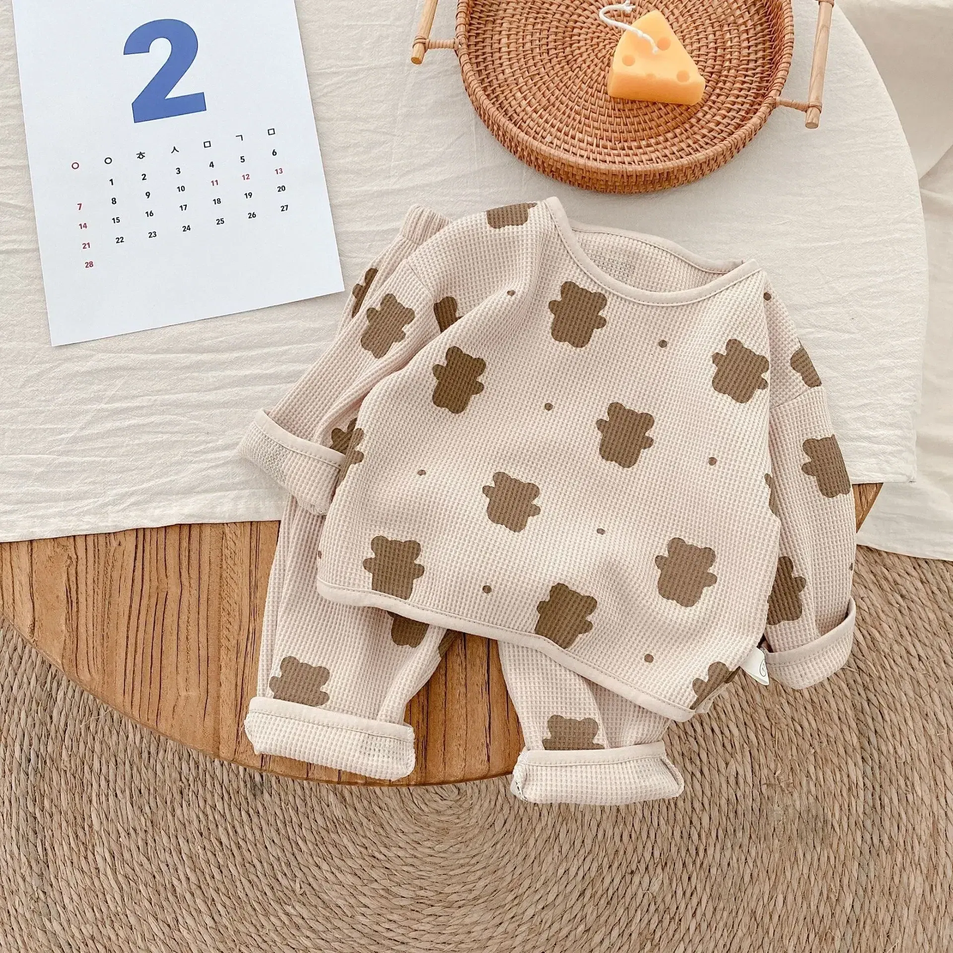 Color: Khaki, Kid Size: 3T, Ships From: CHINA - Baby Fall Clothes Girl Boy Cotton Long Sleeve Sweater and Pant Set Toddler Casual Cartoon Bear Pullover Top SweatPant Tracksuit