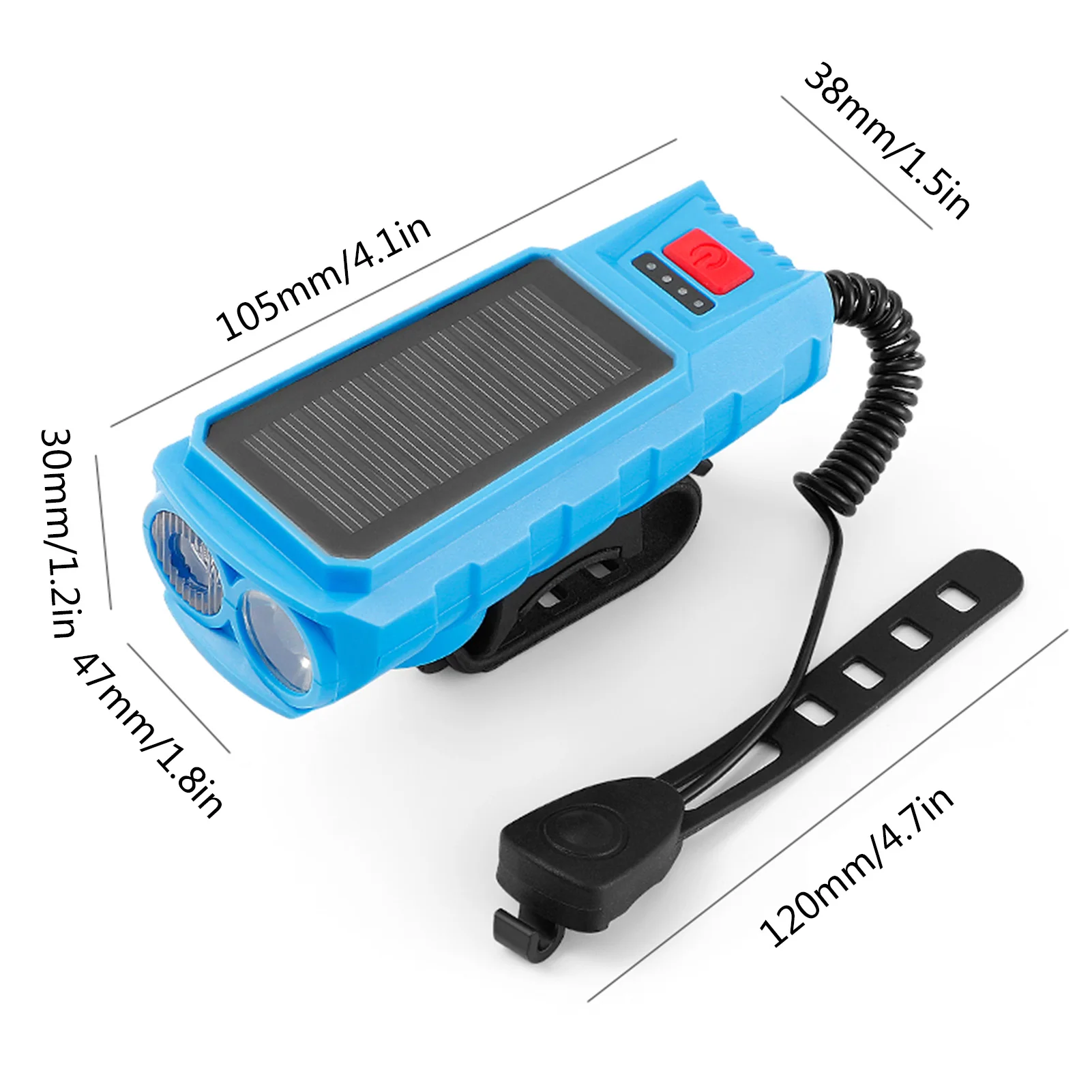 Color: black, Ships From: CN - Solar Bike Light Front Flashlight With Horn Bicycle Lantern USB Rechargeable Lamp Taillight Cycling Accessories