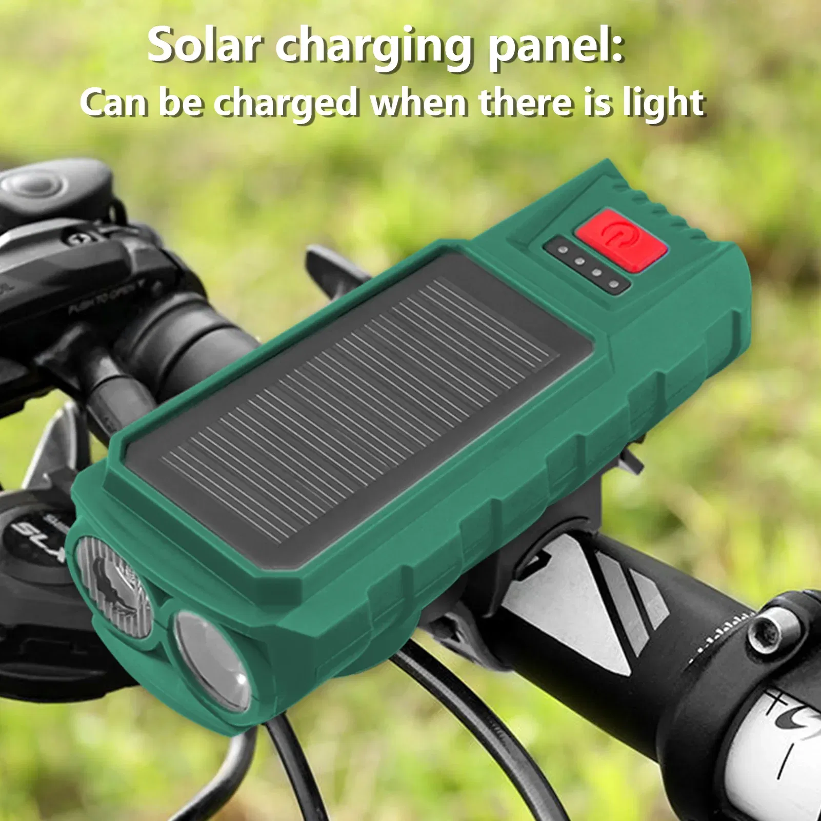 Color: black, Ships From: CN - Solar Bike Light Front Flashlight With Horn Bicycle Lantern USB Rechargeable Lamp Taillight Cycling Accessories