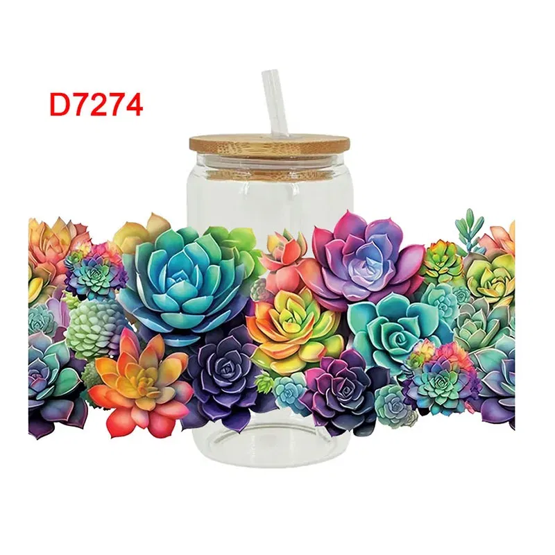 Color: Blue, Size: 45cm*5m - UV DTF Transfers Stickers, 16oz, Cup Wraps, Plant Flower Printed, DIY Glass Ceramic Metal Leather, Etc. D7270
