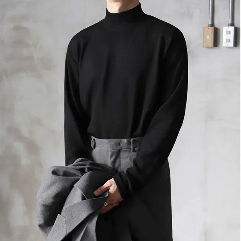 Color: SKY BLUE, Size: S - Yasuk Spring Autumn Winter Solid Casual Plush Turtleneck Men's Loose Bottom Double Faced Velvet Sweater Simple Warm BigSize
