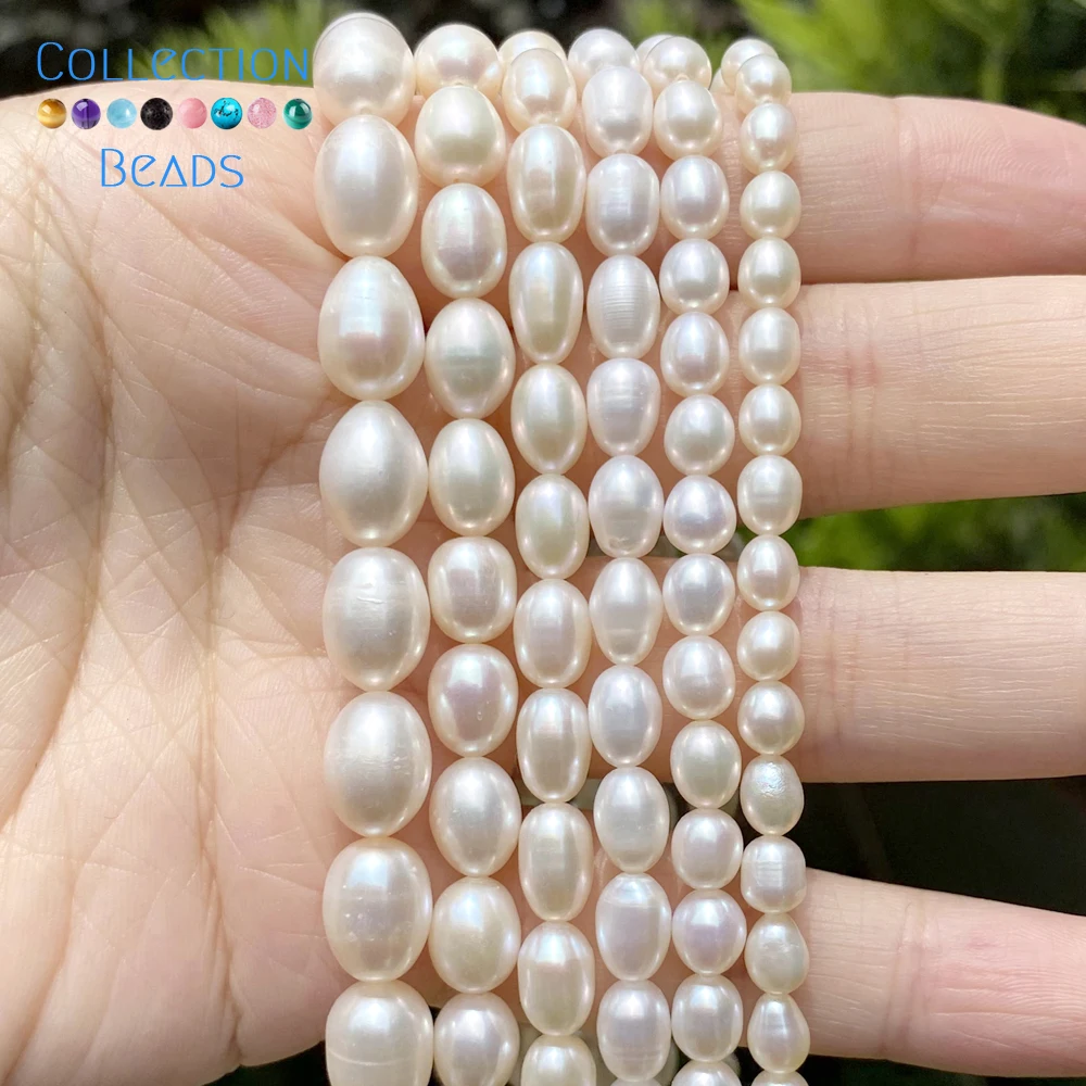 Color: Green, Item Diameter: 6mm - 100% Natural Freshwater Pearl Wholesale A/AA/AAA High Quality Rice Shape Beads For Jewelry Making DIY Bracelets Necklace