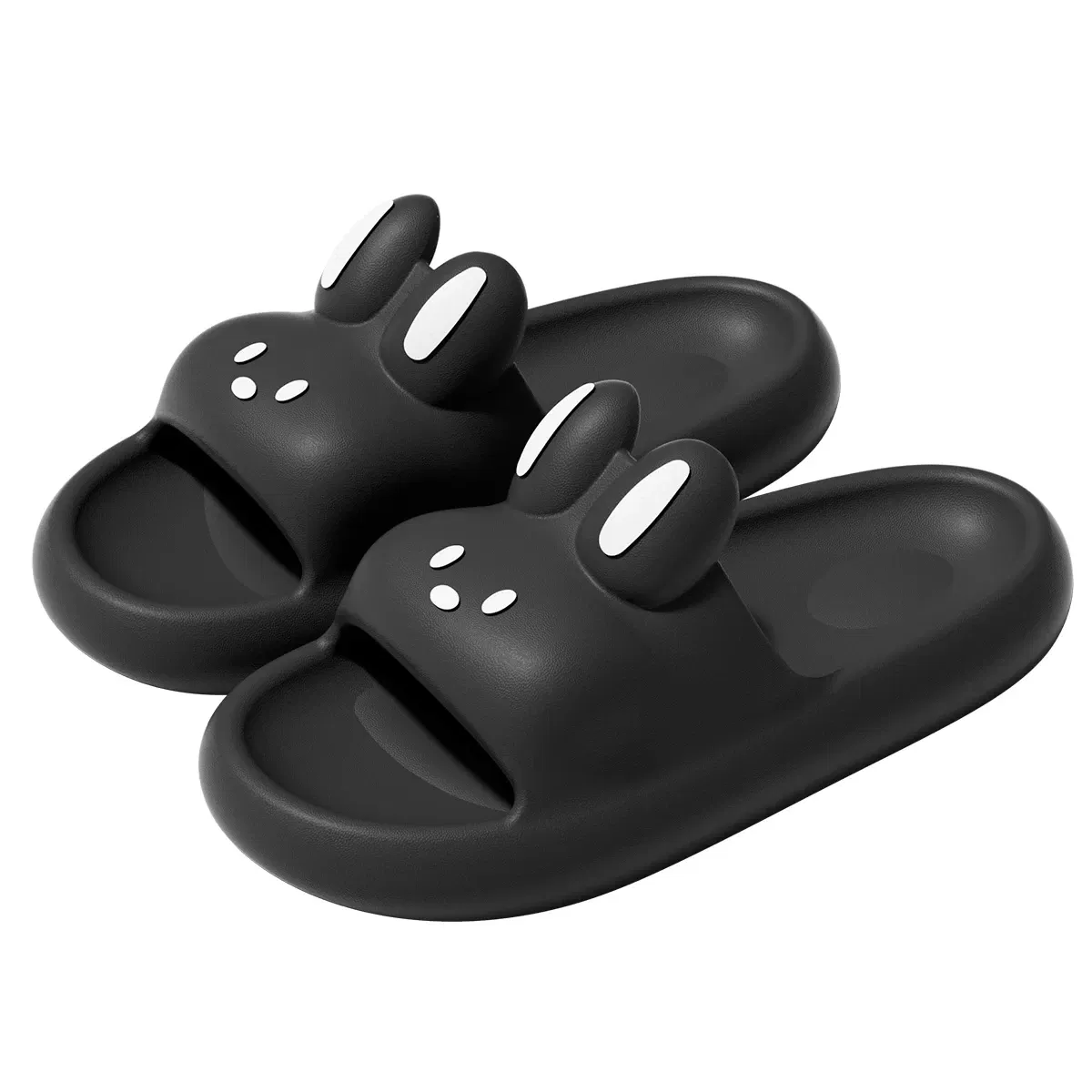 Color: black, Shoe Size: 36 - Pillow Rabbit Slippers for Women and Men | House Slides Shower Sandals | Extremely Comfy | Cushioned Thick Sole