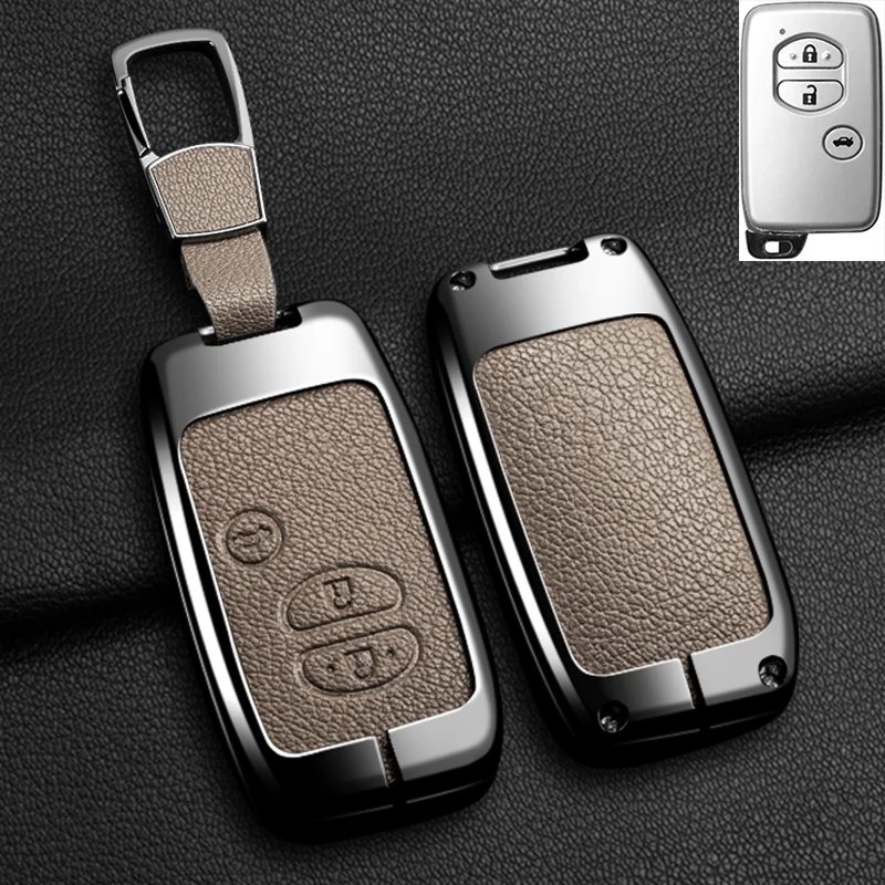 Color Name: ROYAL BLUE - Alloy Car Key Case Cover Shell Fob For Toyota Prius 30 Alpha Aqua Land Cruiser Auris For Lexus LC 200 2012 - 2014 Parts Keychain