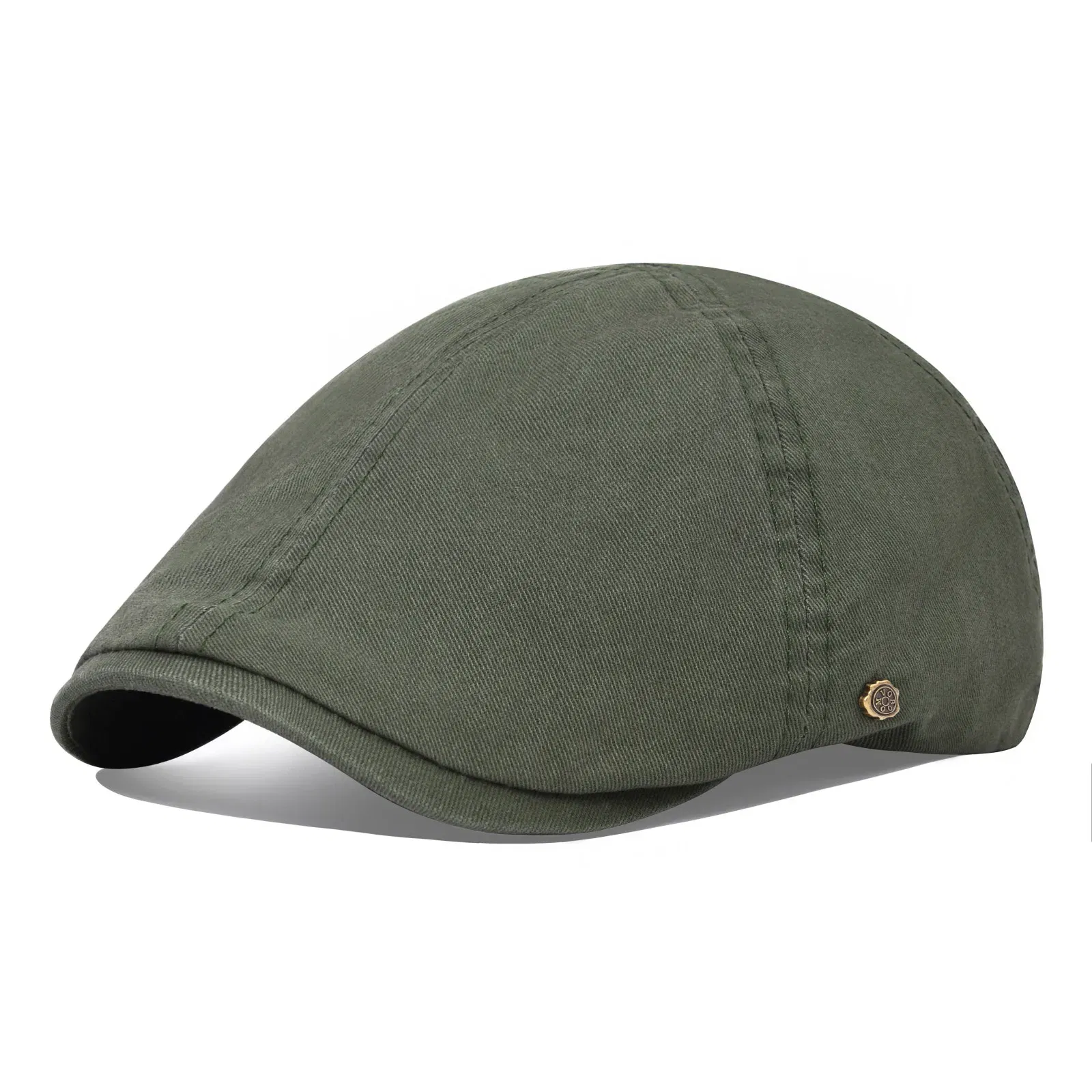 Color: army green, Hat Size: One Size - VOBOOM Classic Cotton Flat Cap Ivy Caps Men Women Newsboy Cabbie Driver Hat Season Flat CapSolid Color Casual Camouflage Beret