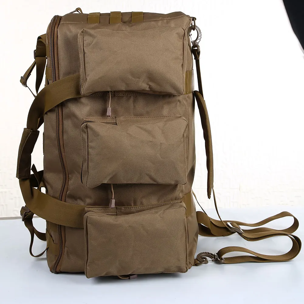 Color: Beige - 50L Travel Luggage HandBag Camping Backpack Tactical Large Capacity Men Outdoor Sports Hiking Climbing Mountaineering Trip Bag