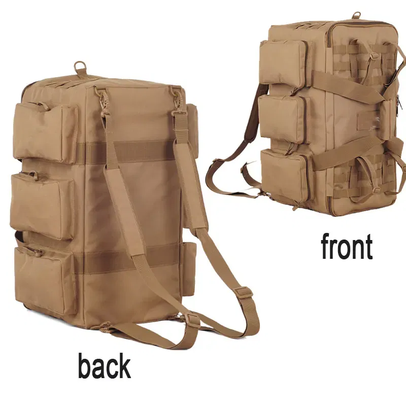 Color: Beige - 50L Travel Luggage HandBag Camping Backpack Tactical Large Capacity Men Outdoor Sports Hiking Climbing Mountaineering Trip Bag