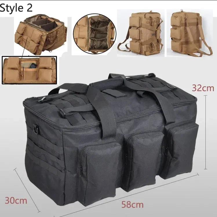 Color: Beige - 50L Travel Luggage HandBag Camping Backpack Tactical Large Capacity Men Outdoor Sports Hiking Climbing Mountaineering Trip Bag