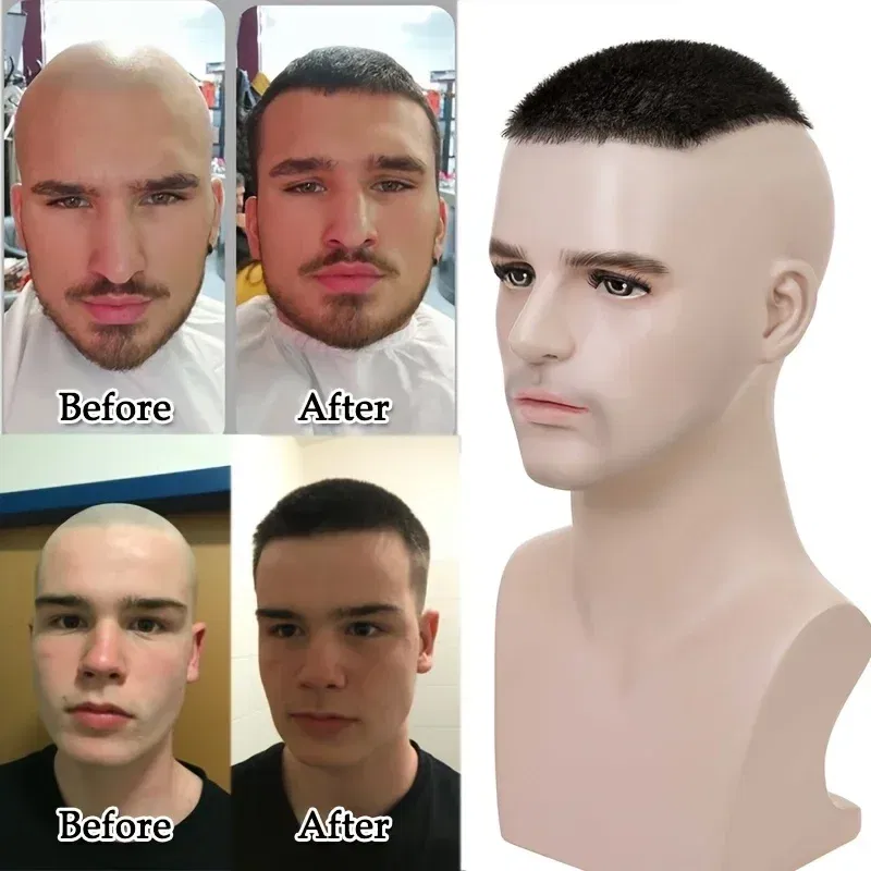 Toupee Color: 20R#, Toupee Density: 110% - PROKYVITY 11g Buzz Short Cut Men's Toupee Human Hair Natural Male Hair Replacement System PU Invisible Extension Hairpiece