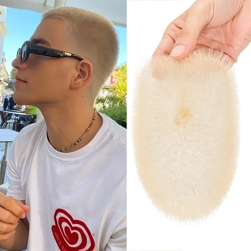 Toupee Color: 20R#, Toupee Density: 110% - PROKYVITY 11g Buzz Short Cut Men's Toupee Human Hair Natural Male Hair Replacement System PU Invisible Extension Hairpiece