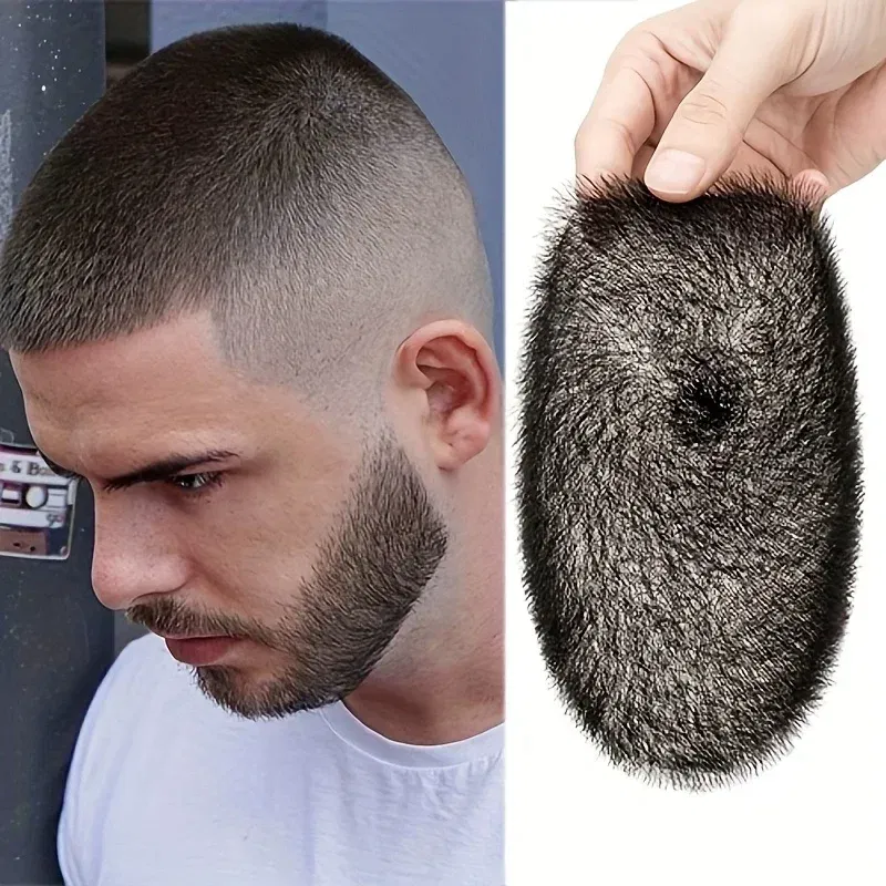 Toupee Color: 20R#, Toupee Density: 110% - PROKYVITY 11g Buzz Short Cut Men's Toupee Human Hair Natural Male Hair Replacement System PU Invisible Extension Hairpiece