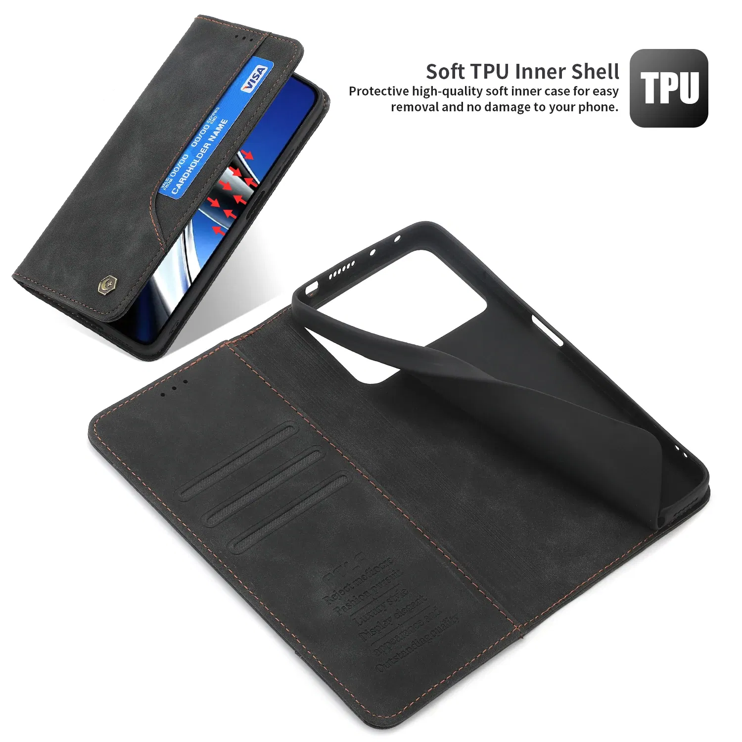Color: Blue, Material: PC - Flip Leather Case For Xiaomi Mi 13 12T 11T 10T 11 12 Lite Pro 5G Poco F5 X5 Pro M6 M5S M4 F4 F3 X3 X4 GT Magnet Wallet Cover