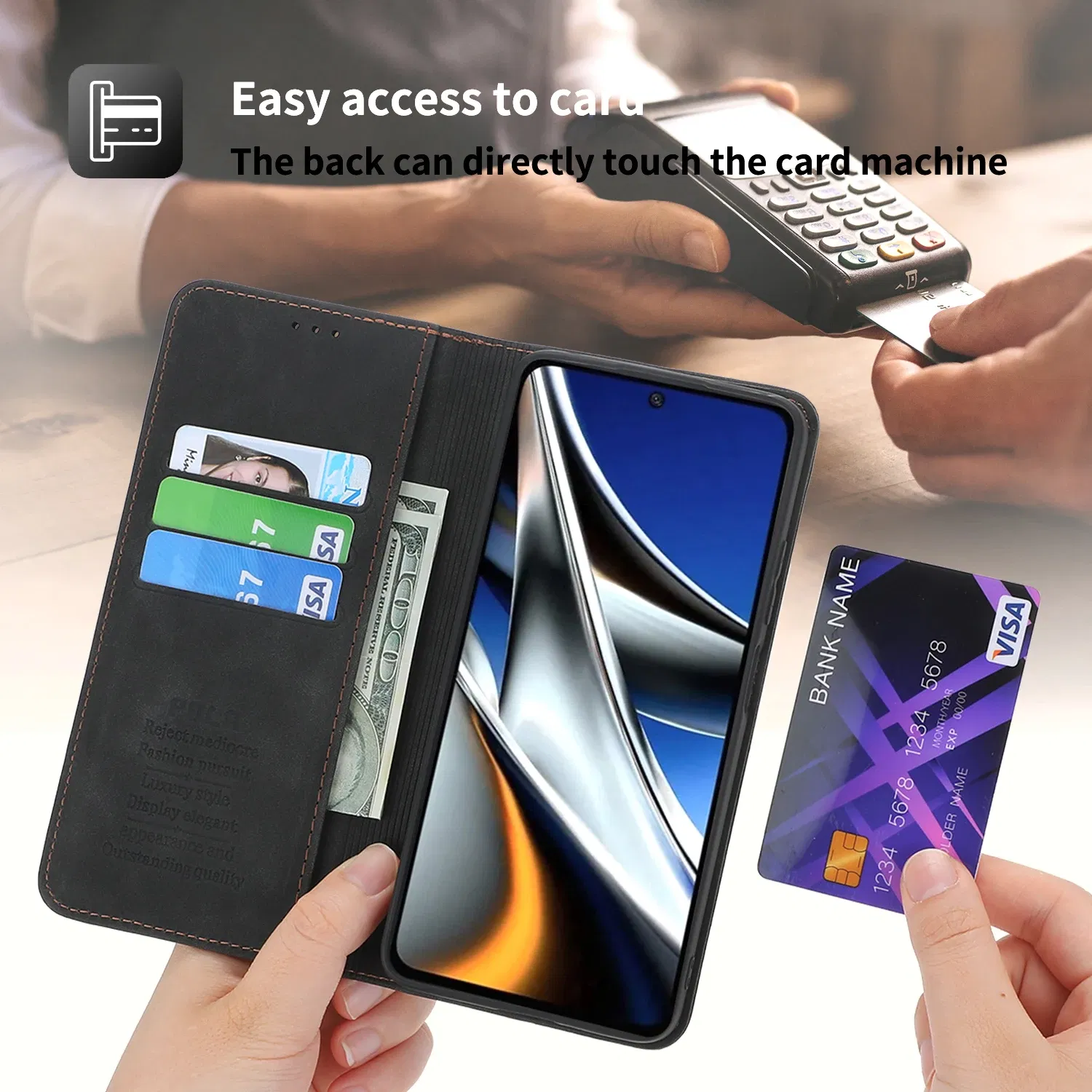 Color: Blue, Material: PC - Flip Leather Case For Xiaomi Mi 13 12T 11T 10T 11 12 Lite Pro 5G Poco F5 X5 Pro M6 M5S M4 F4 F3 X3 X4 GT Magnet Wallet Cover