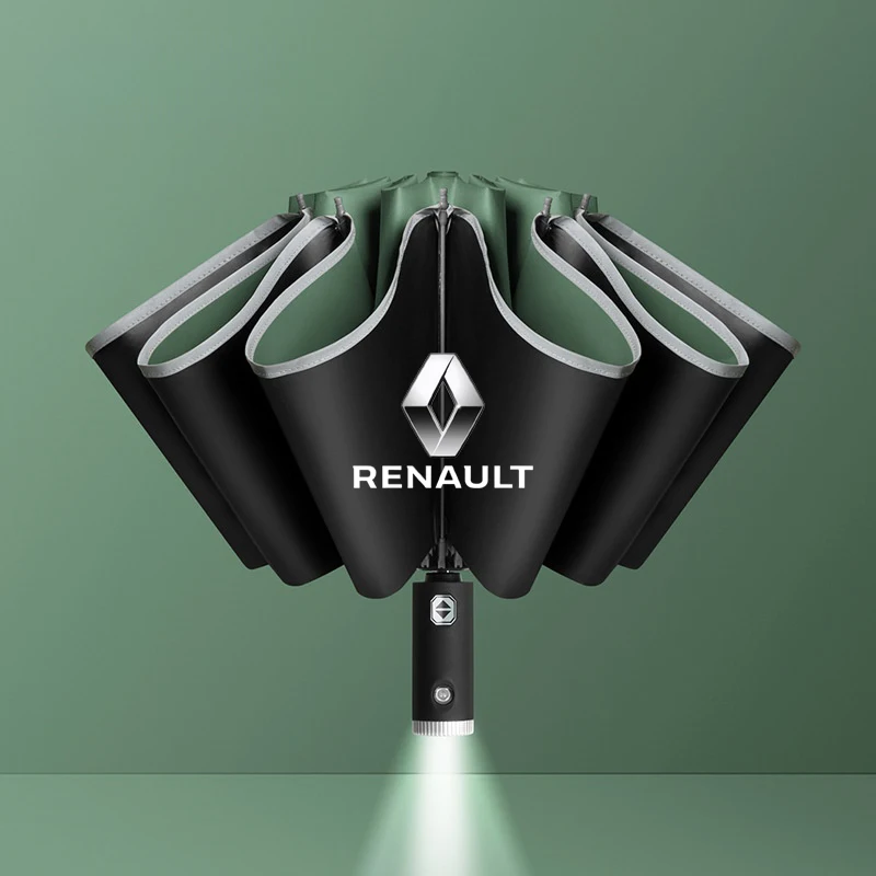 Color Name: green - For Renault RS Line Clio Megane 3 Scenic Laguna Logan Kangoo Sandero Car Fully Automatic Reflective Umbrella Folding Sunshade