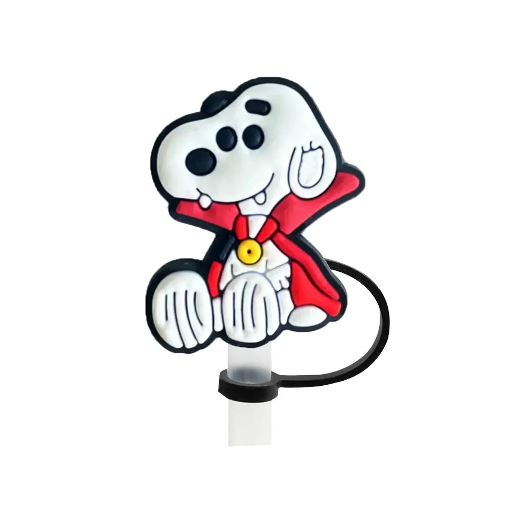Color: DEEP BLUE - 1-12PCS Cute  MINISO Snoopy Straw Cover Cap With 30&40Oz Cup10mm Straw Toppers Reusable Dust-Proof Straw Caps Cartoon Drink Stra