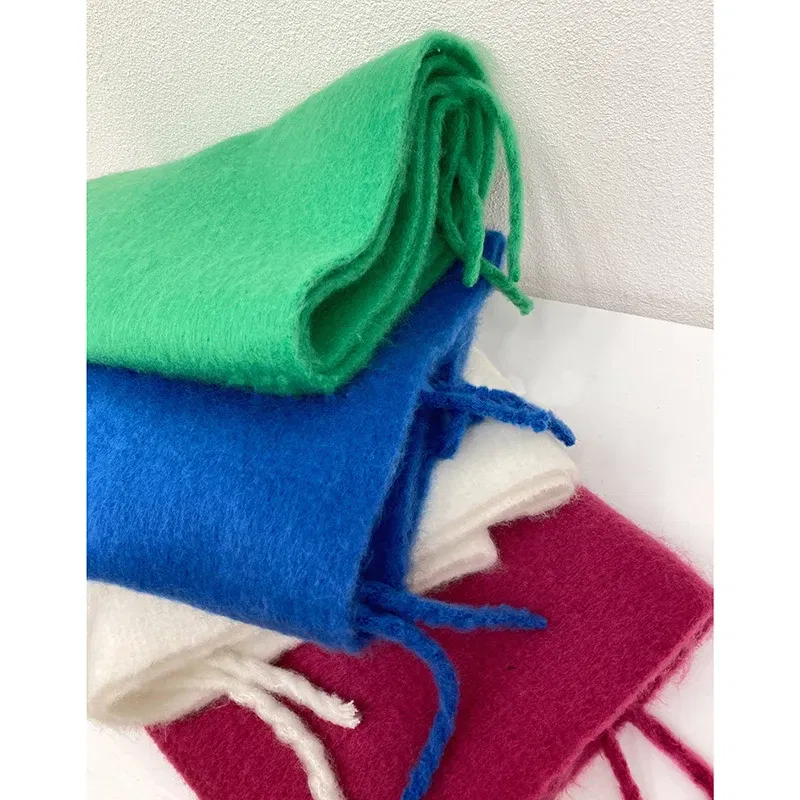 Color: Beige, Size: One Size - Solid Color Women Thick Shawl Scarf Winter Warm Fashion Pashmina Scarves Long Tassel Hijab Stole Bufanda Mujer