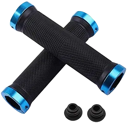 Color: SKY BLUE - Bicycle Rubber Grips Alloy Lock Non-Slip Rubber Bicycle Handlebar Grips Double Aluminum Lock on Locking Bicycle Handlebar Grips