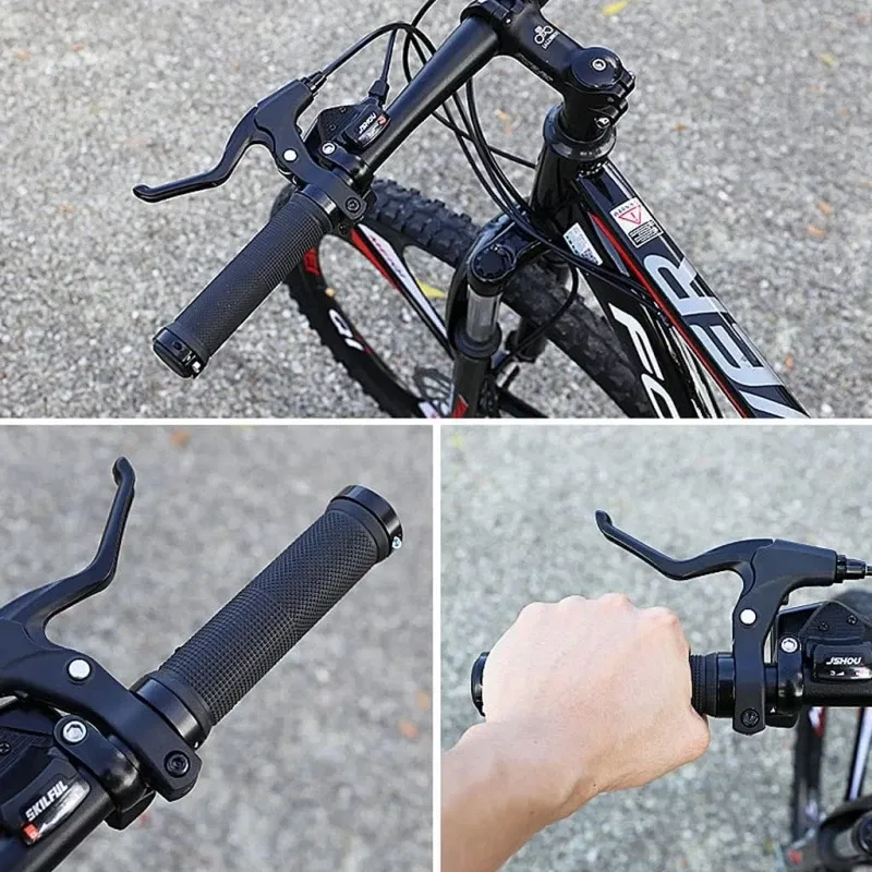Color: SKY BLUE - Bicycle Rubber Grips Alloy Lock Non-Slip Rubber Bicycle Handlebar Grips Double Aluminum Lock on Locking Bicycle Handlebar Grips