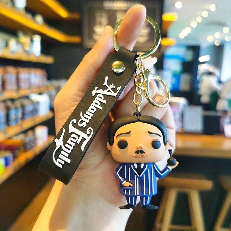 Color: Blue, Ships From: CHINA - Cartoon Wednesday Addams Silicone Keychain Pendant Car Backpack Bag Keyring 3D Doll Unisex Women Men Gifts Key Chain