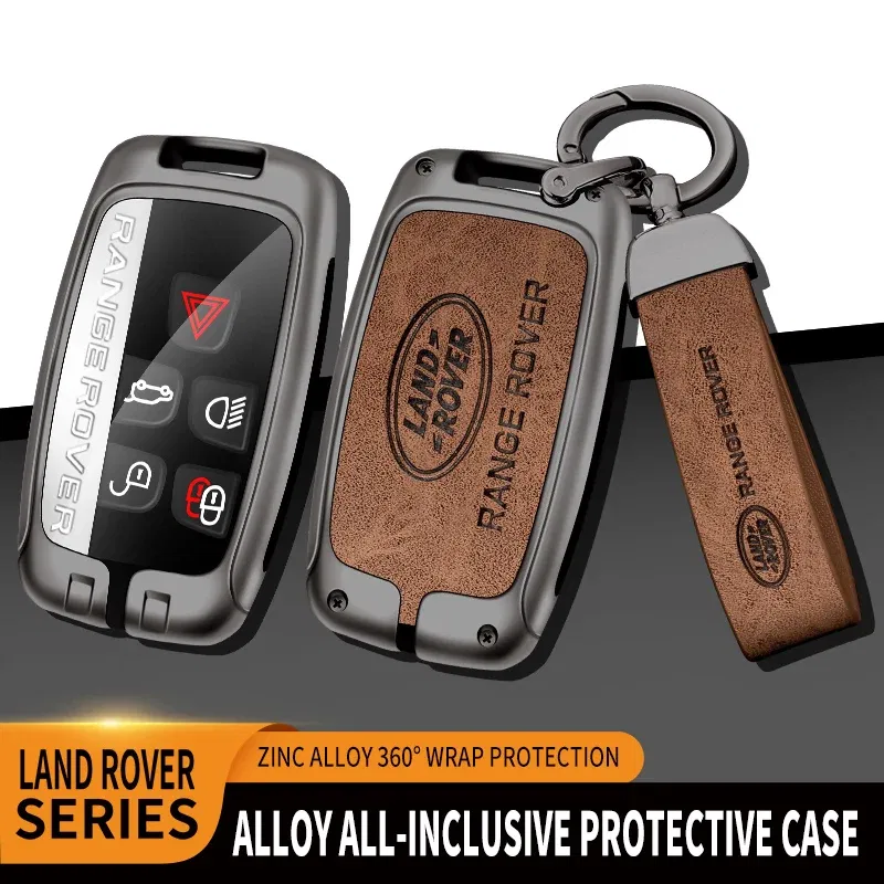 Color Name: Orange - Car Zine Alloy Key Case For Land Rover Range Rover Discovery Evoque Velar Freelander Defender Key Chain Shell Car Metal key Bag