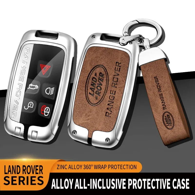 Color Name: Orange - Car Zine Alloy Key Case For Land Rover Range Rover Discovery Evoque Velar Freelander Defender  Key Chain Shell Car Metal key Bag