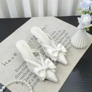 Color: black, Shoe Size: 39 - Fairy Style Pink Cool Slippers for Women's Summer 2024 French Pointed Bow Hollow High Heels, Half Wrapped Women's Slippers
