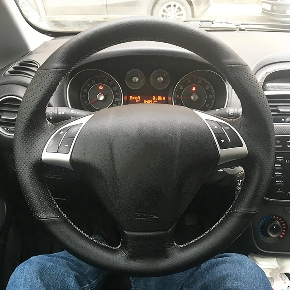 Color Name: Silver - Customized DIY Original Car Steering Wheel Cover For Fiat Bravo Doblo Opel Combo Grande Punto Linea Qubo Vauxhall Leather Braid