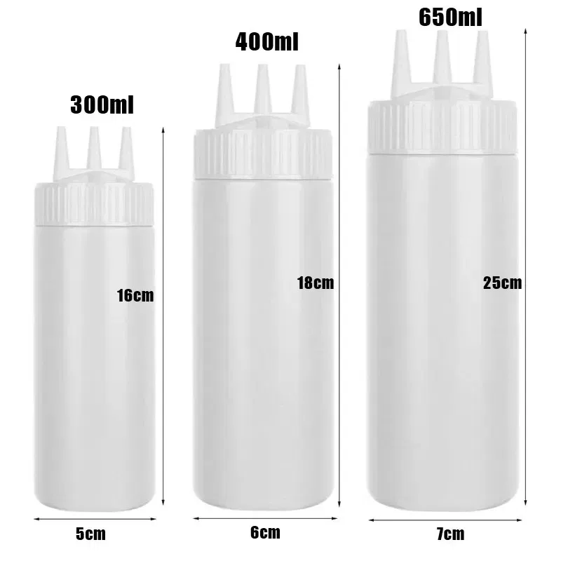 Color: light yellow - 3 Holes 800ML Twist Cap Squeeze Bottle Food Grade Plastic Ketchup Mustard Mayo Sauces Olive Oil Bottles Kitchen Gadgets #1