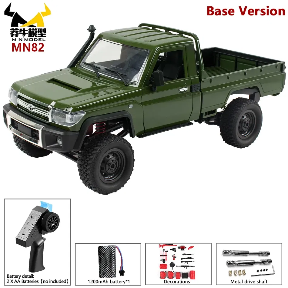 Color: Fluorescent Green - MN MODEL 1:12 4WD Retro RC Off-road Car All Terrain Vehicle Climbing Truck Rock Crawler Pickup Collection Model Toy for Adult