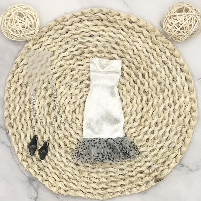 Color: Blue - 32cm Supermodel Doll Clothes Suit European Fashion Trendy Little White Skirt Exquisite Accessories Set DIY Toy Collector Gifts