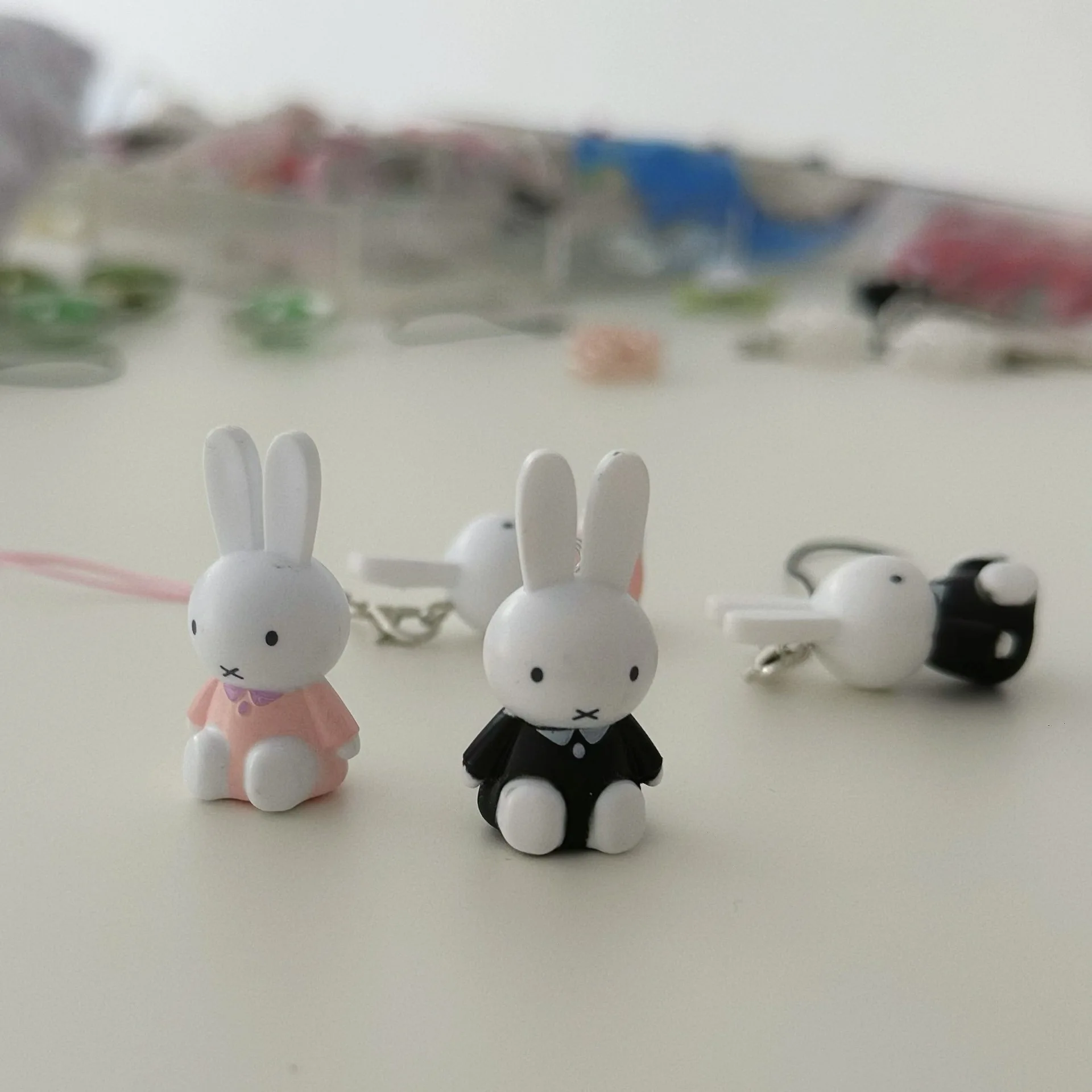 Color: Orange - Kawaii Miffy Key Chain Cartoon Cute Backpack Pendant Ornaments Mobile Phone Chain Christmas Gift