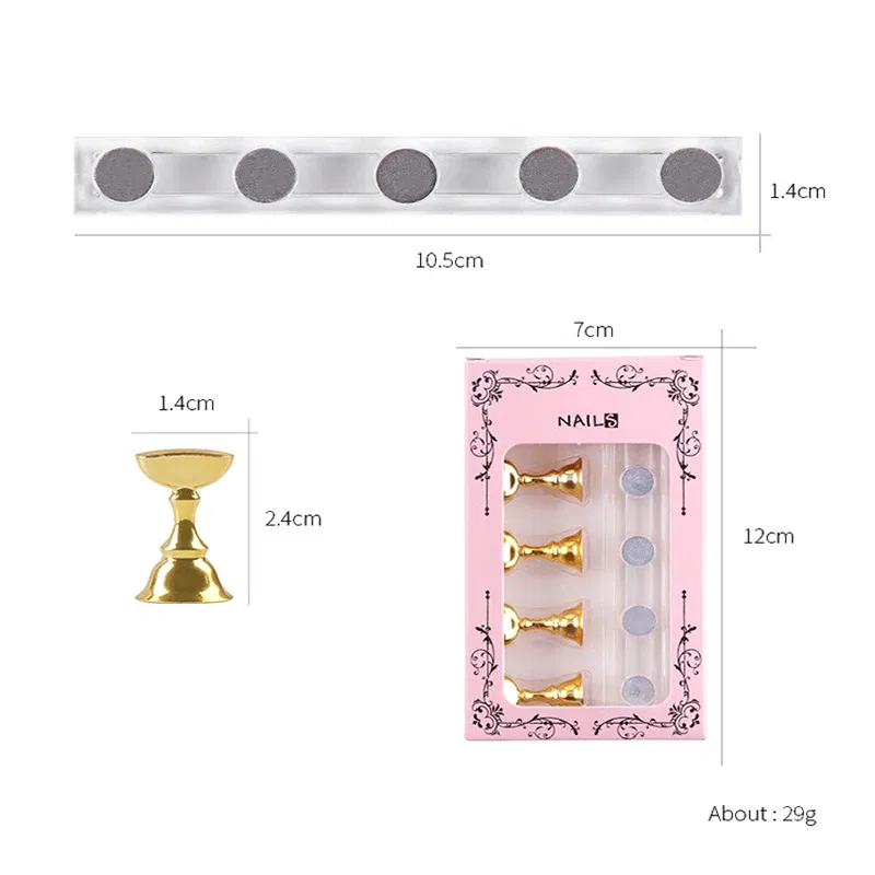 Color: Light Grey - 5pcs/Pack Chess Magnetic Nail Holder Practice Display Stand Gold Silver Rose-Golden Showing Shelf Gel Polish Display Stand Tools