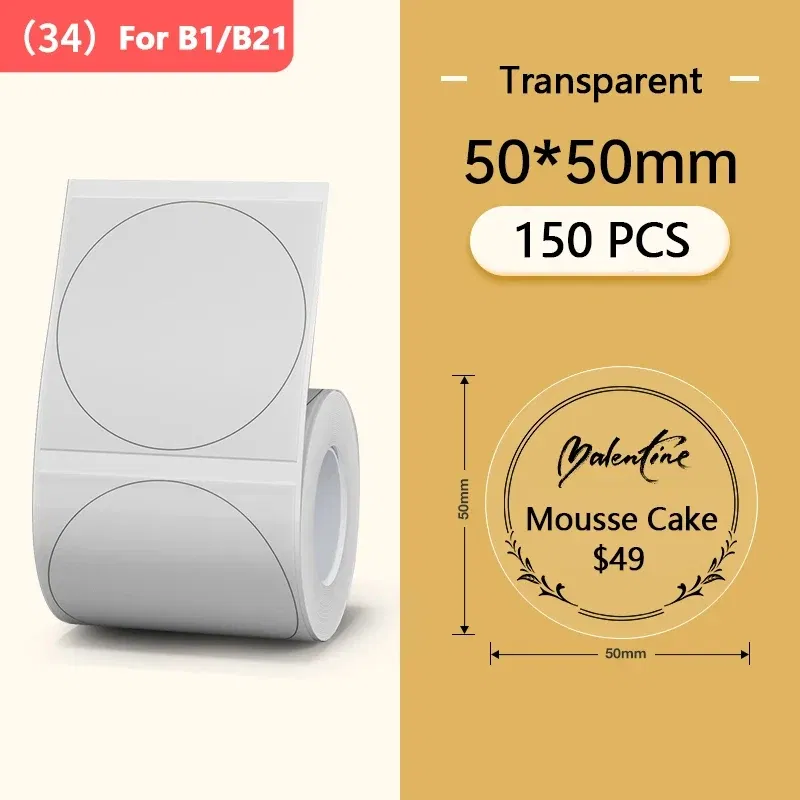 color: Pink - Niimbot Round Color Label Sticker Self-adhesive Waterproof Thermal Sticker Label for B1/B21/B3S Label NIIMBOT