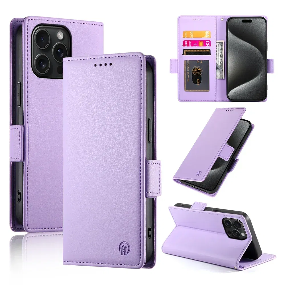 Color: SKY BLUE, Material: PP - PU Leather Flip Phone Case For iPhone 16 15 Pro Max 16E 14 13 1211 XS Max XR X 8 7 Plus SE KickStand Cards Solt Wallet Cover