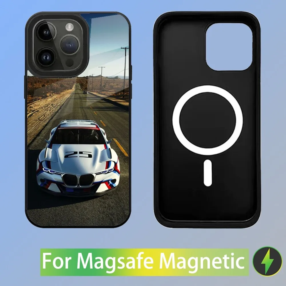 Color: GRAY, Material: Plastic - Cool Sport Car B-BMW Phone Case For iPhone 16,15,14,13,12,11,Plus,Pro,Max Mini Magsafe Magnetic Wireless Charging