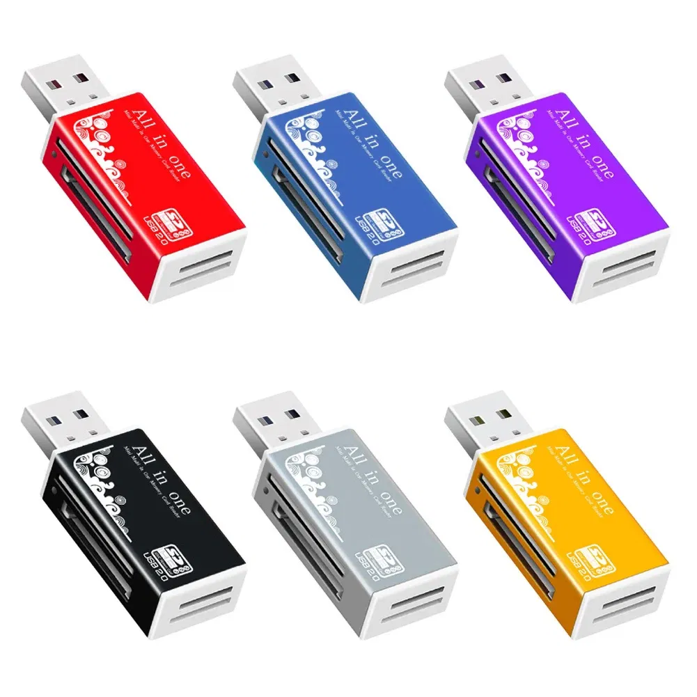 Color: Silver - Multifunctional USB 2.0 Micro-SD/TF/CT/MS/SDHC/MMC Memory Card Reader Adapter