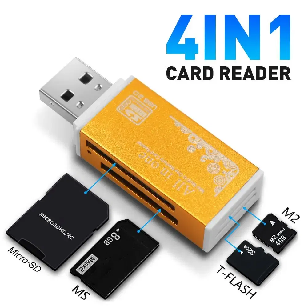Color: Silver - Multifunctional USB 2.0 Micro-SD/TF/CT/MS/SDHC/MMC Memory Card Reader Adapter