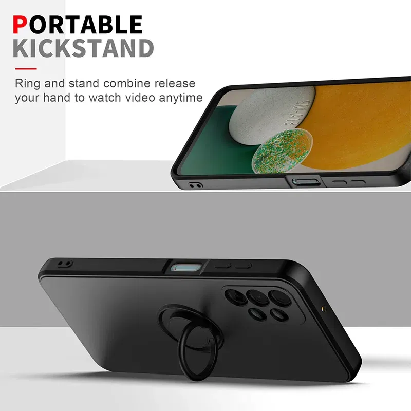 Color: MULTI, Ships From: CHINA, Material: Genuine leather - With Ring Holder Phone Case For Samsung Galaxy S25 Ultra S24 S23 S22 S21 Plus A13 A52 A53 A54 TPU Soft Back Cover