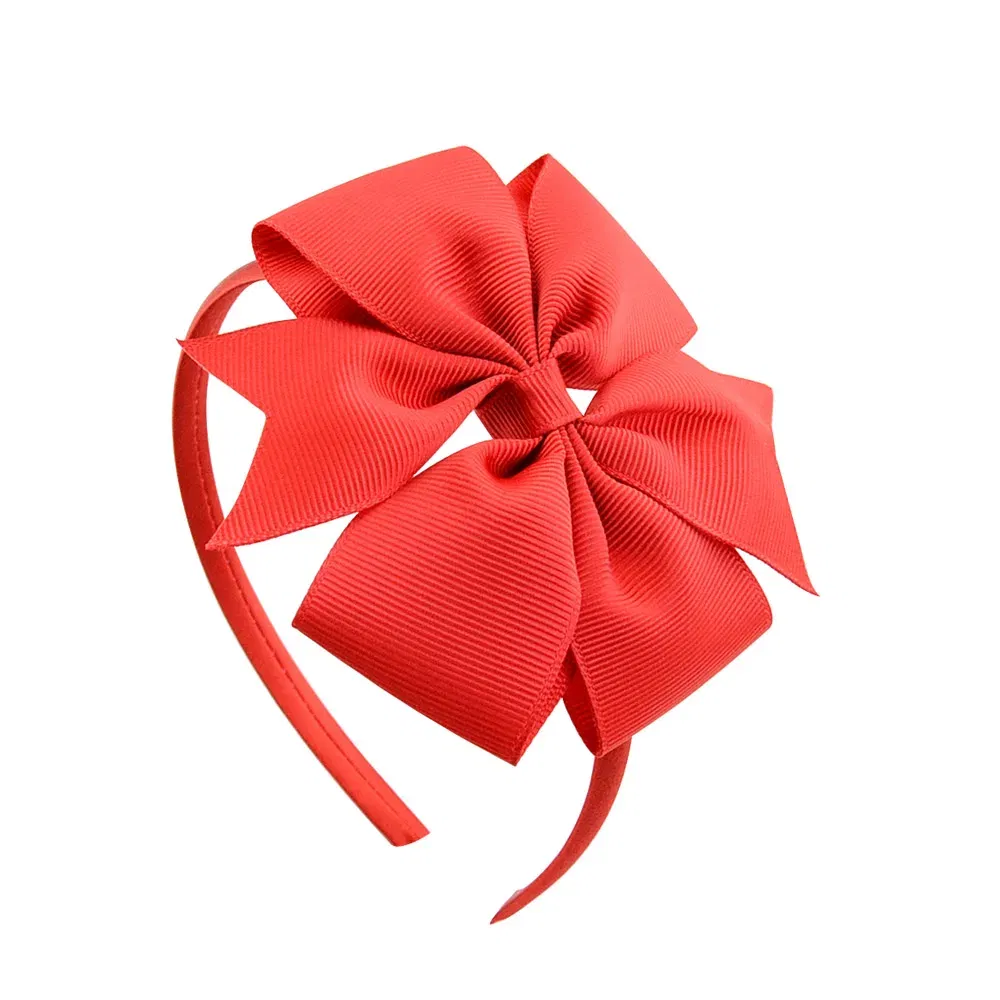 Color: DEEP BLUE - 1 Piece Ribbon Handmade Hair Bows Hairbands for Baby Girls 20 Colors Cute Bowknot Solid Headband Headwear Baby Hair Accessories