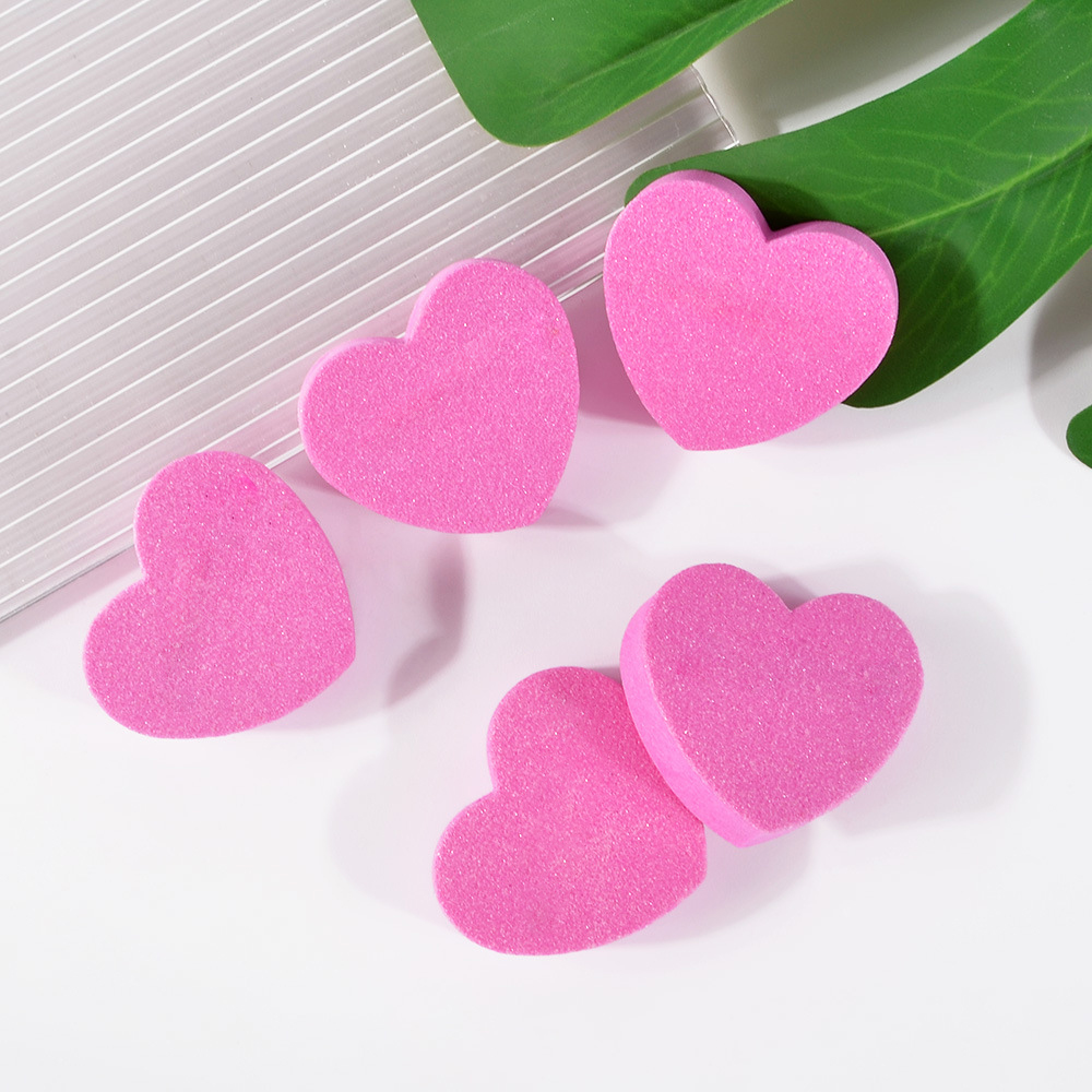 Color: WHITE - 1pc/5pcs/10pcs Heart Sponge Nail Files Blocks 180/240 Double-sided Polishing Sanding Buffer Washable Sandpaper Manicure Tools