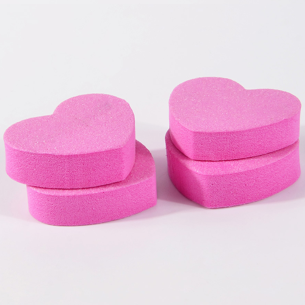 Color: WHITE - 1pc/5pcs/10pcs Heart Sponge Nail Files Blocks 180/240 Double-sided Polishing Sanding Buffer Washable Sandpaper Manicure Tools
